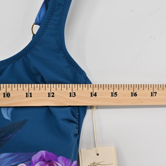 Gottex Fiji One Piece Swimsuit Womens Size 6 Navy Pink Floral Print Square‎ Neck - Picture 12 of 12